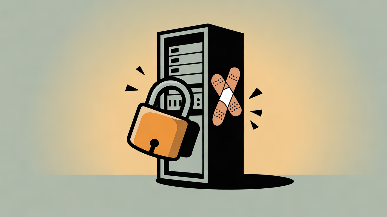 Illustration : un serveur protégé par un cadenas et un pansement